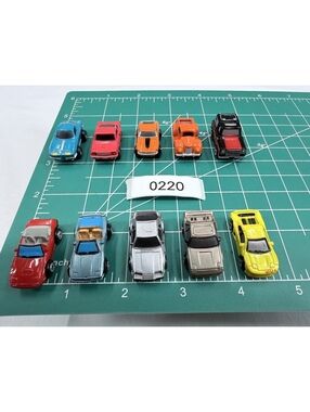 Set of 10 Vintage Micro Machine Toy Cars in Various Colors and Styles
